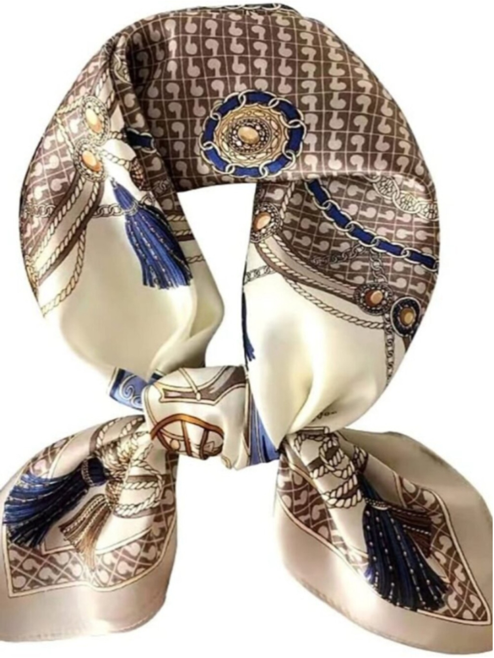 Women's Carriage-Tan Mulberry Square Scarf Hair Digital Printed Headscarf Silk
